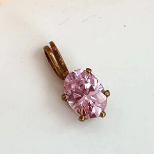Gold Tone Lavender Gemstone Vintage Retro Pendant Charm for Necklace